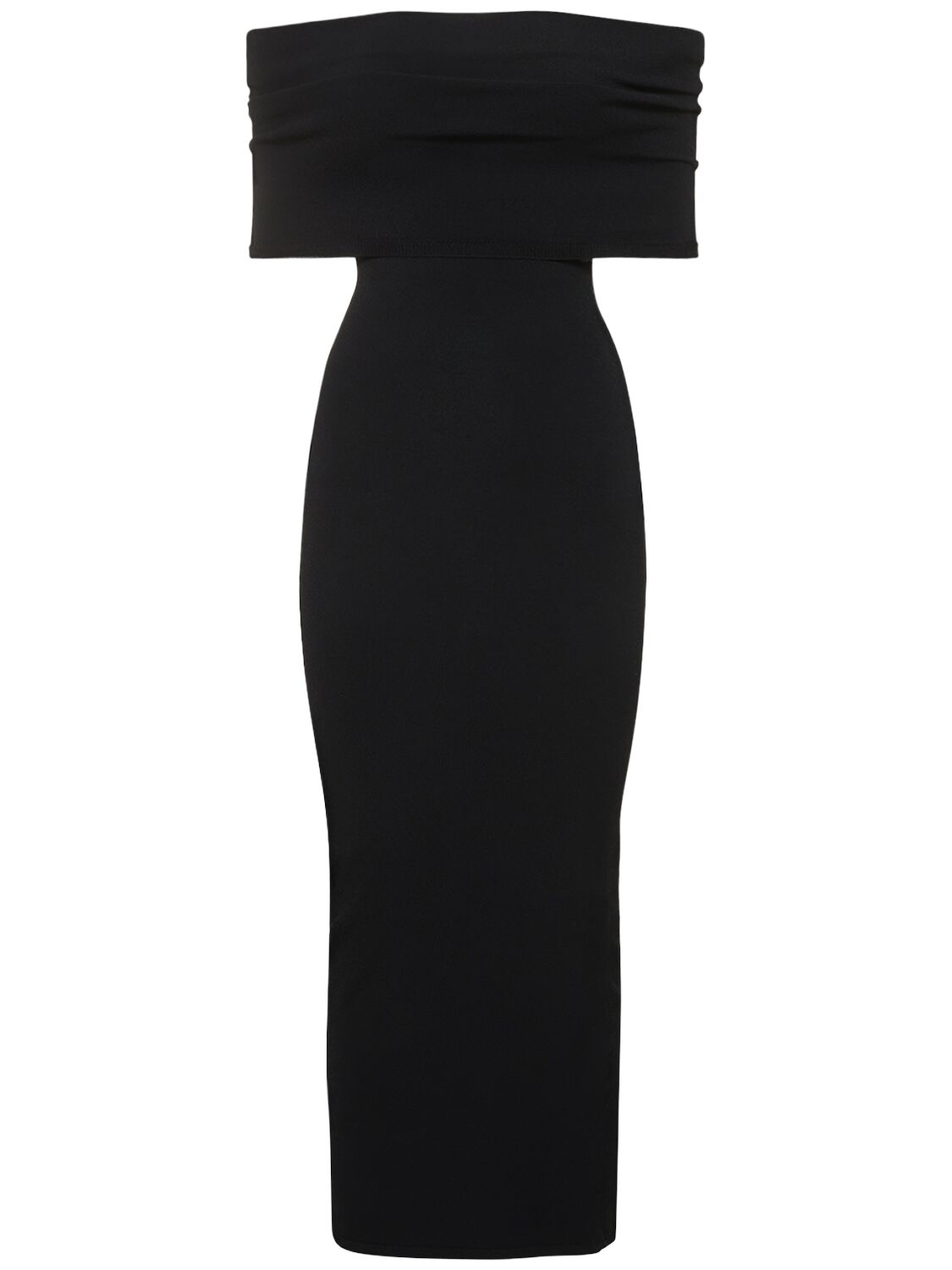 Shop Wardrobe.nyc Off-shoulder Viscose Blend Midi Dress In Black