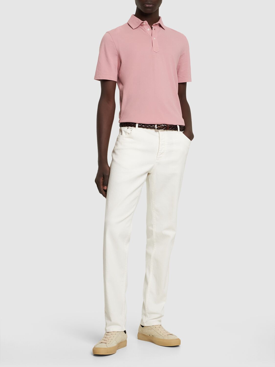 Shop Brunello Cucinelli Cotton Piquet Polo In Pink