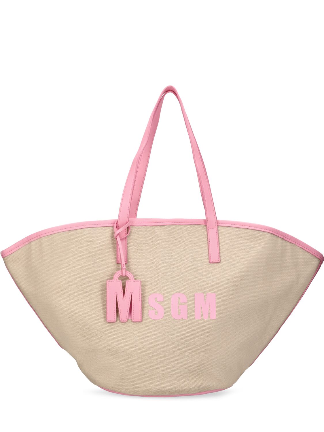 Msgm Canvas Shopping Bag In Pink