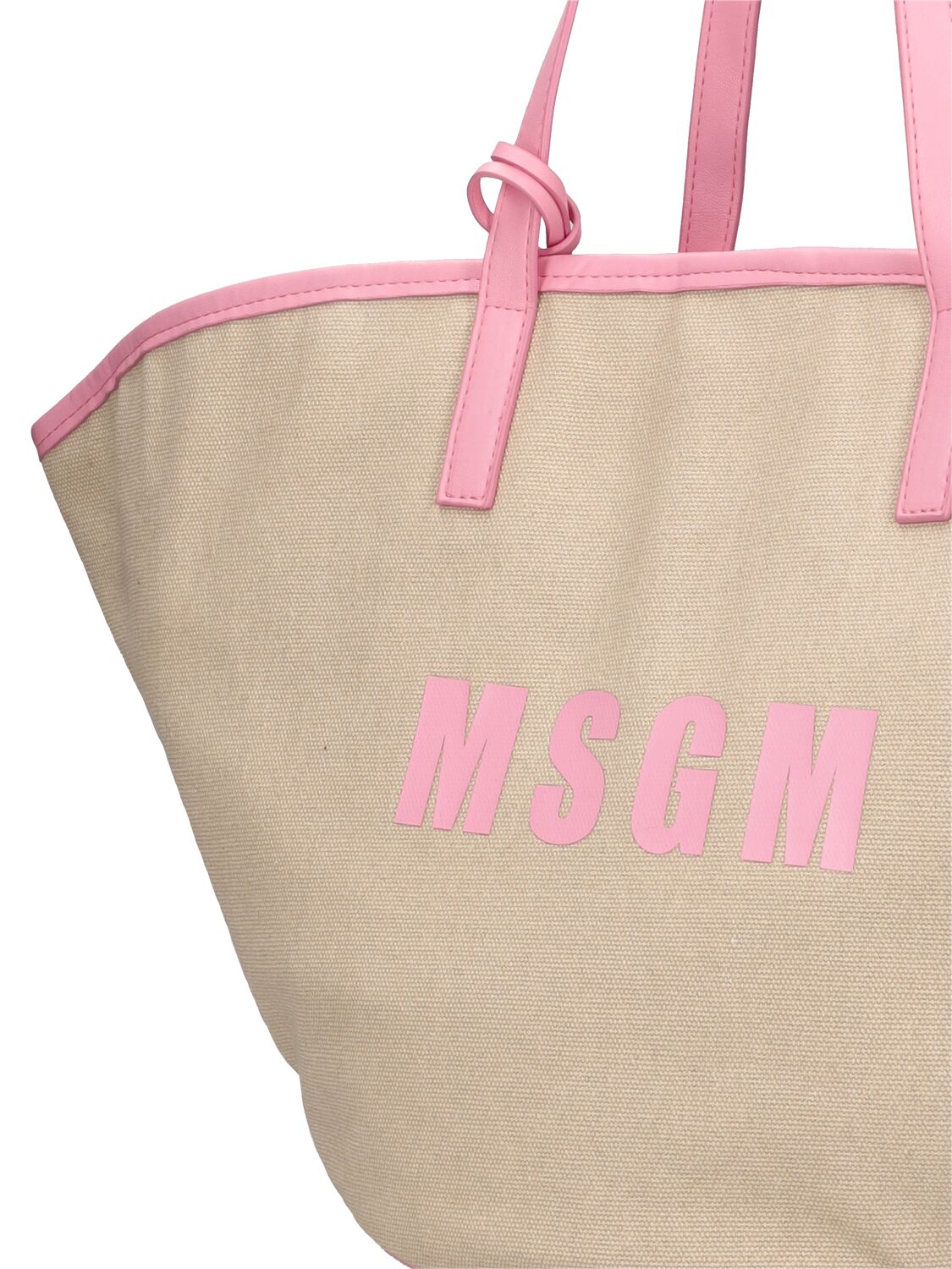 Shop Msgm Canvas Shopping Bag In Pink