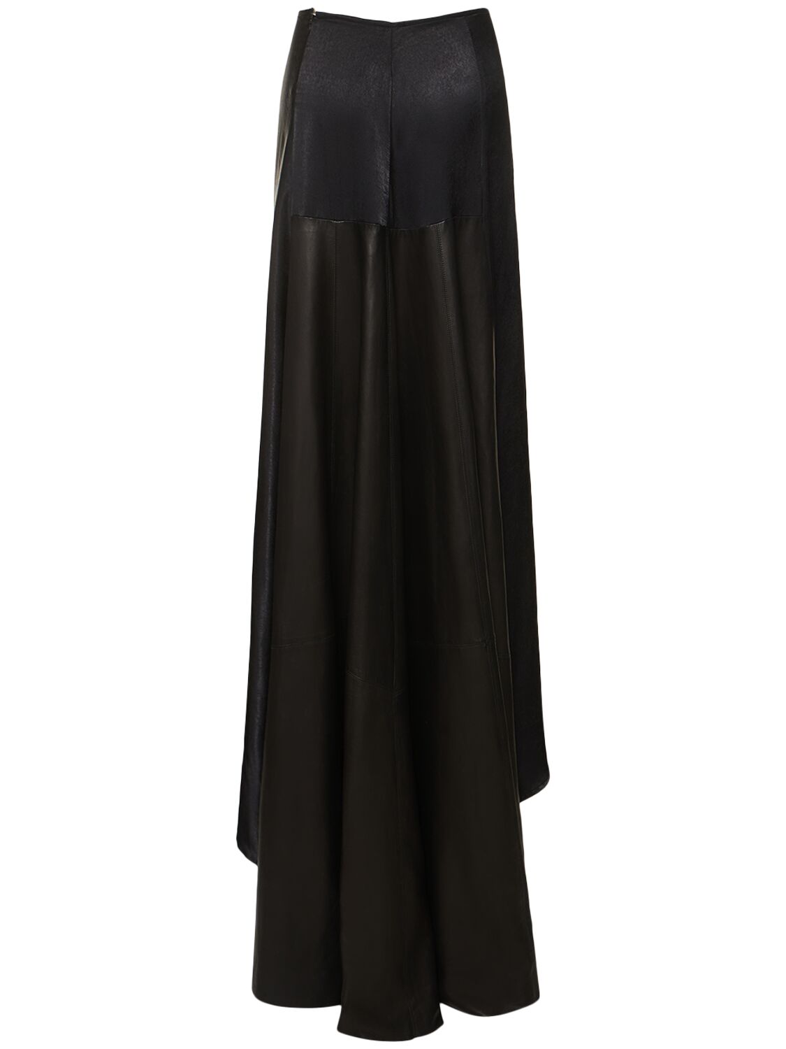Shop Ludovic De Saint Sernin Satin Midrise Long Skirt In Black