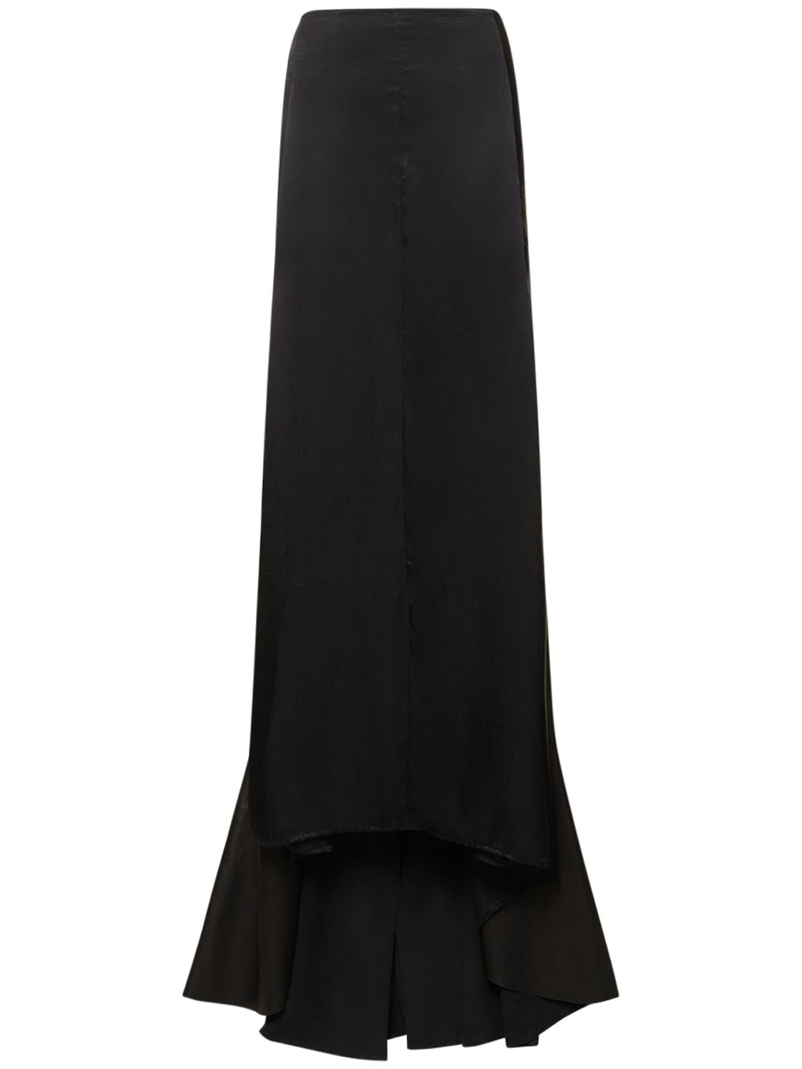 Ludovic De Saint Sernin Logo-detailed Straight Satin Maxi Skirt In Black