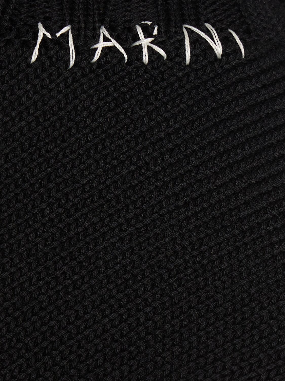 Shop Marni Distressed Ribbed Cotton Turtleneck Vest In Black
