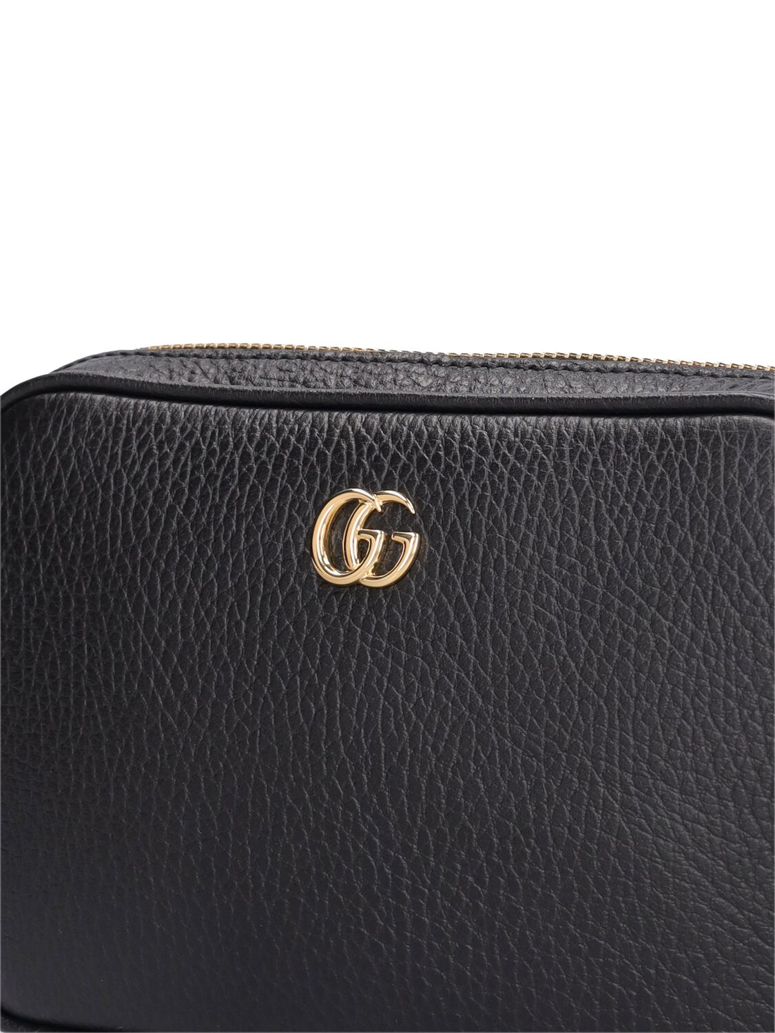 Shop Gucci Mini Gg Marmont Leather Shoulder Bag In Black