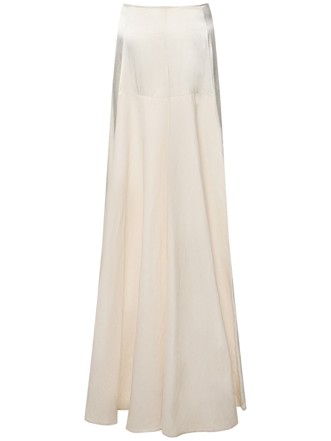 Shop Ludovic De Saint Sernin Satin Midrise Long Skirt In White