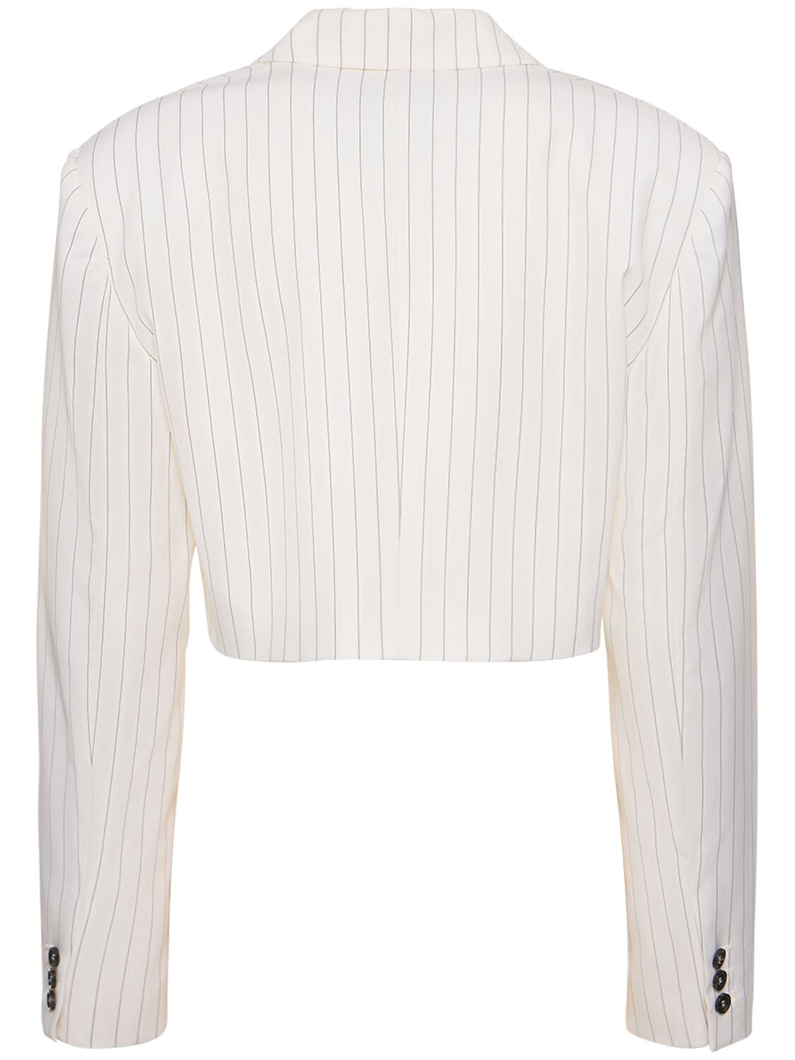 Shop Msgm Pinstriped Wool Crop Jacket In White