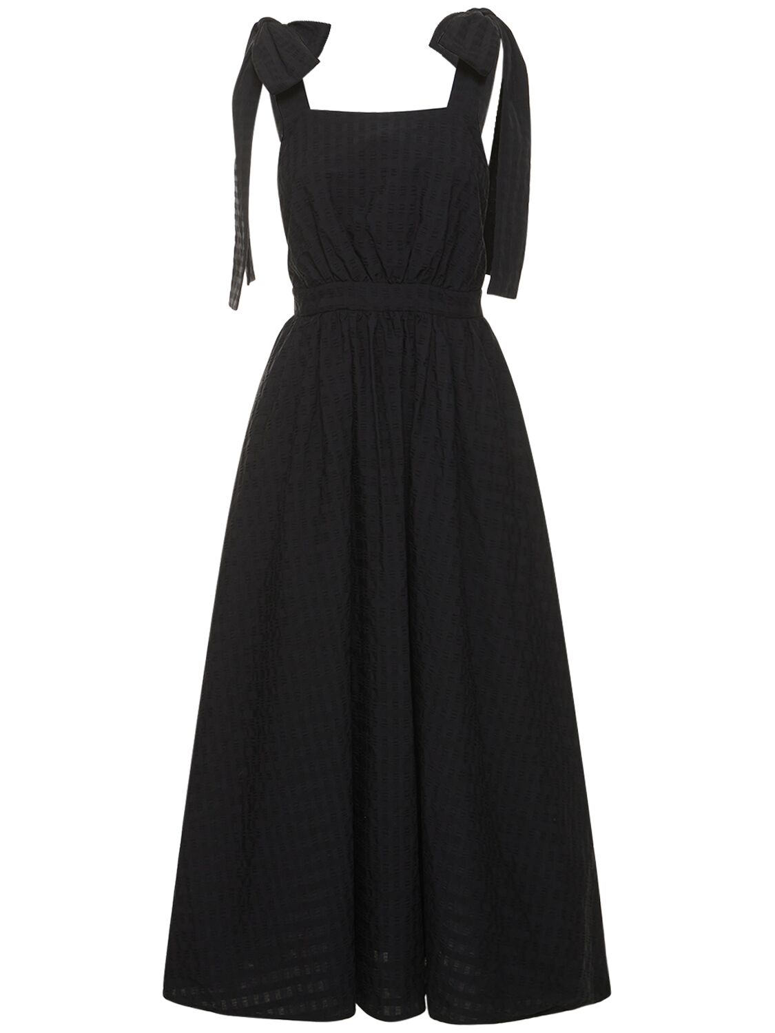 Shop Msgm Stretch Cotton Dress In Black