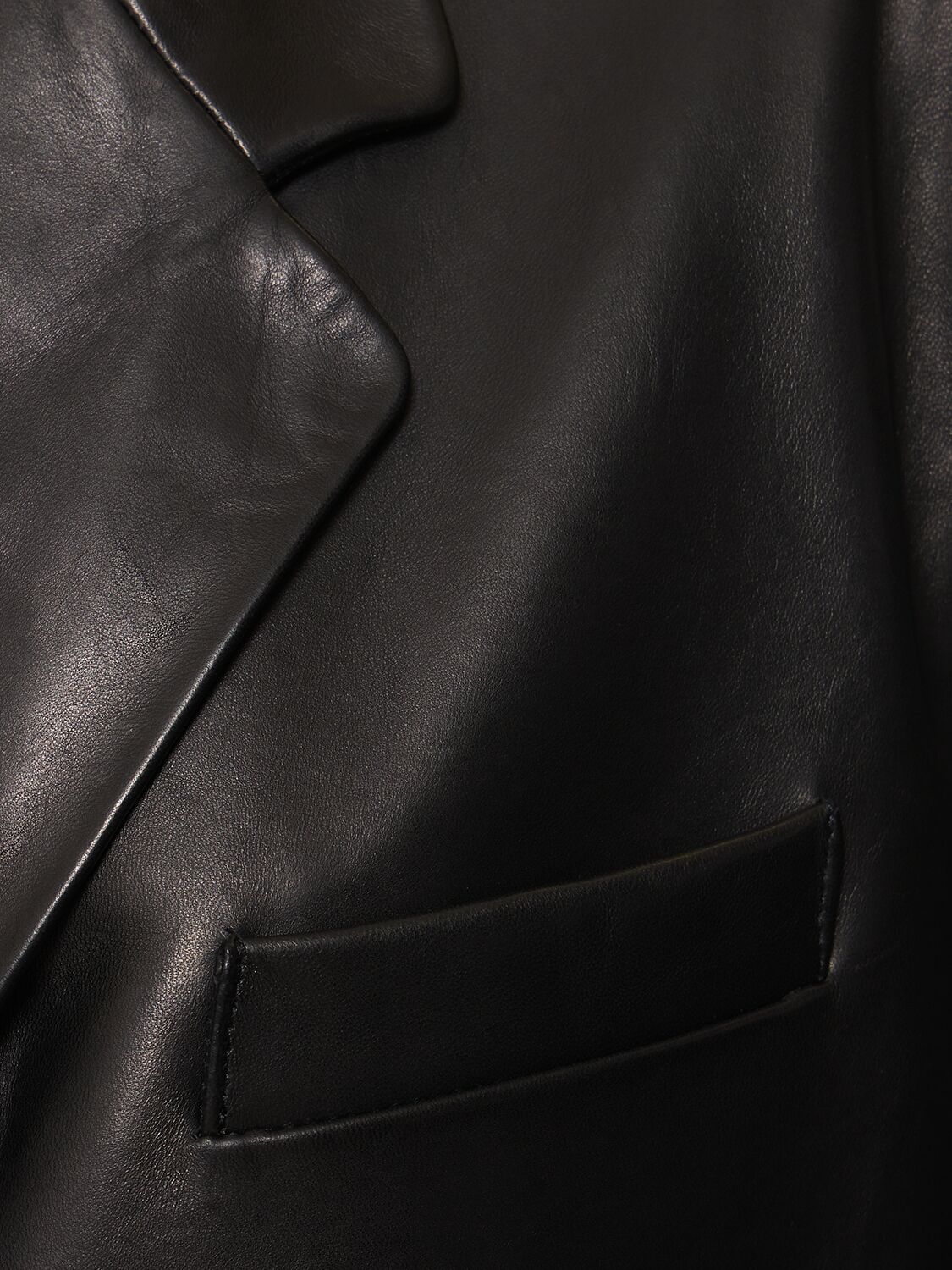 Shop Magda Butrym Leather Double Breasted Coat In Black
