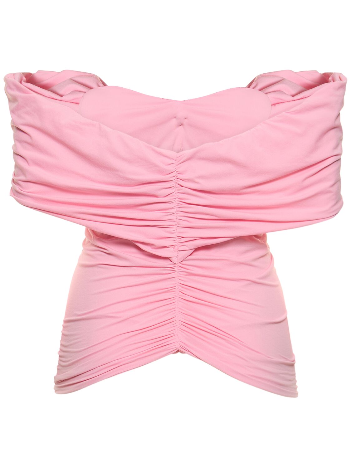 Shop Magda Butrym Draped Off Shoulder Cutout Top In Pink