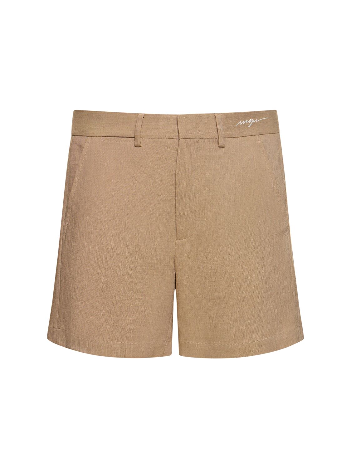 Msgm Logo Embroidery Viscose Blend Shorts In Sand