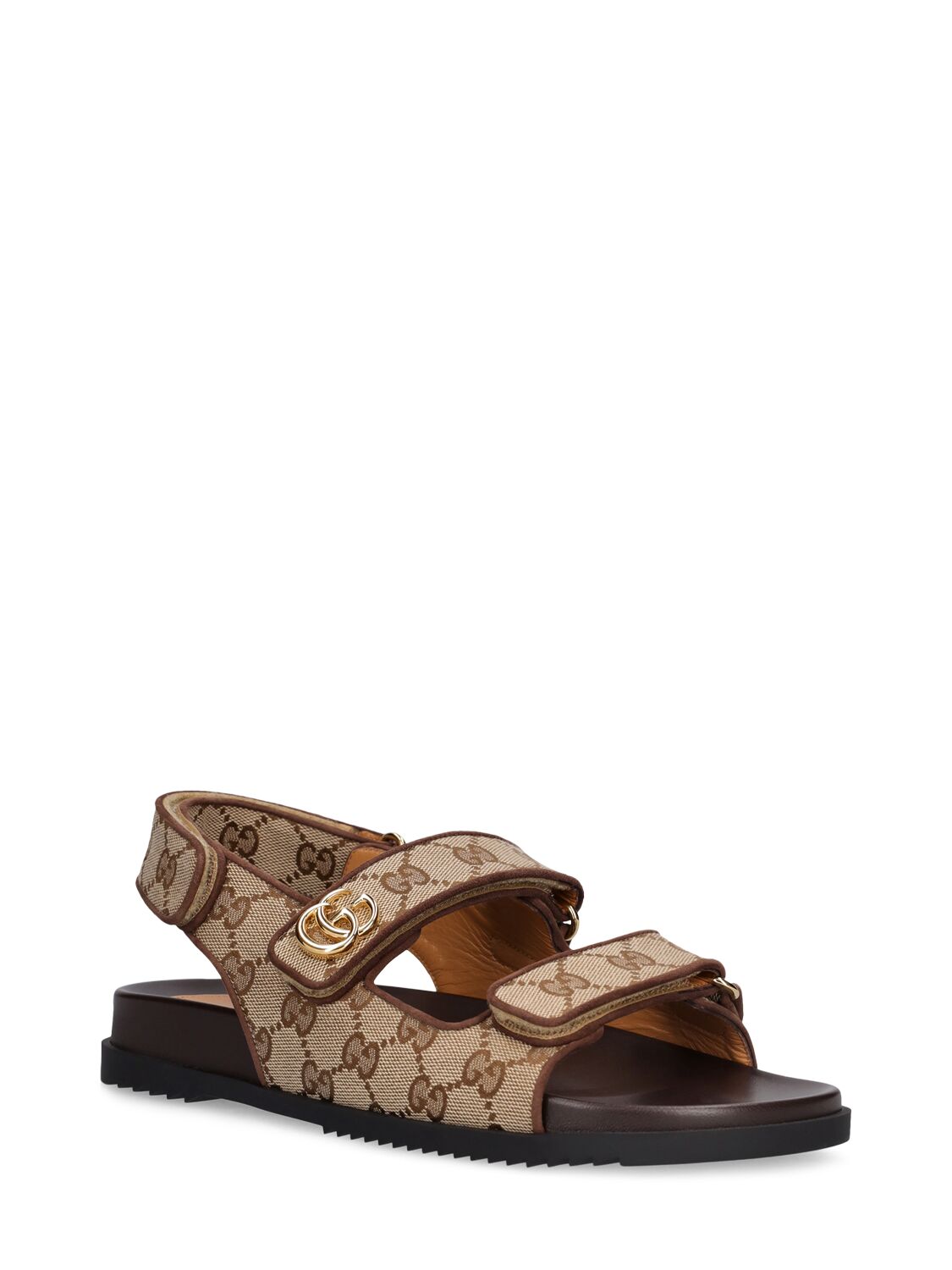 Shop Gucci 35mm Double G Canvas Sandals In Ebony