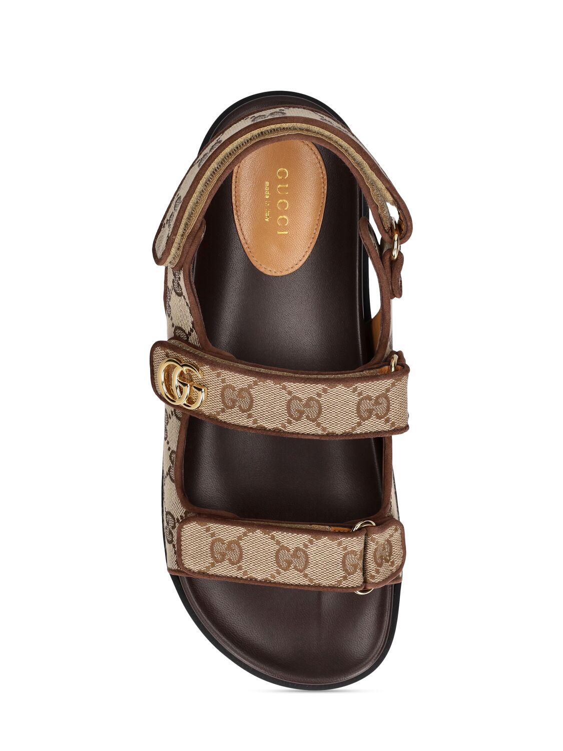 Shop Gucci 35mm Double G Canvas Sandals In Ebony