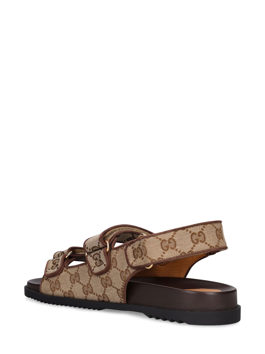 Shop Gucci 35mm Double G Canvas Sandals In Ebony