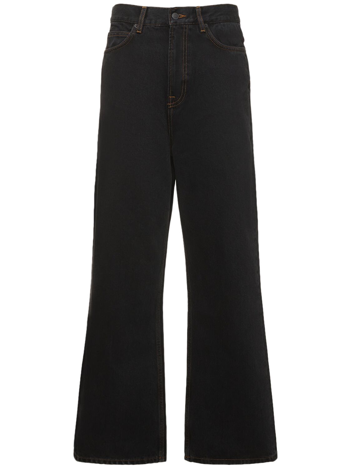 Shop Wardrobe.nyc Low Rise Wide Cotton Jeans In Black