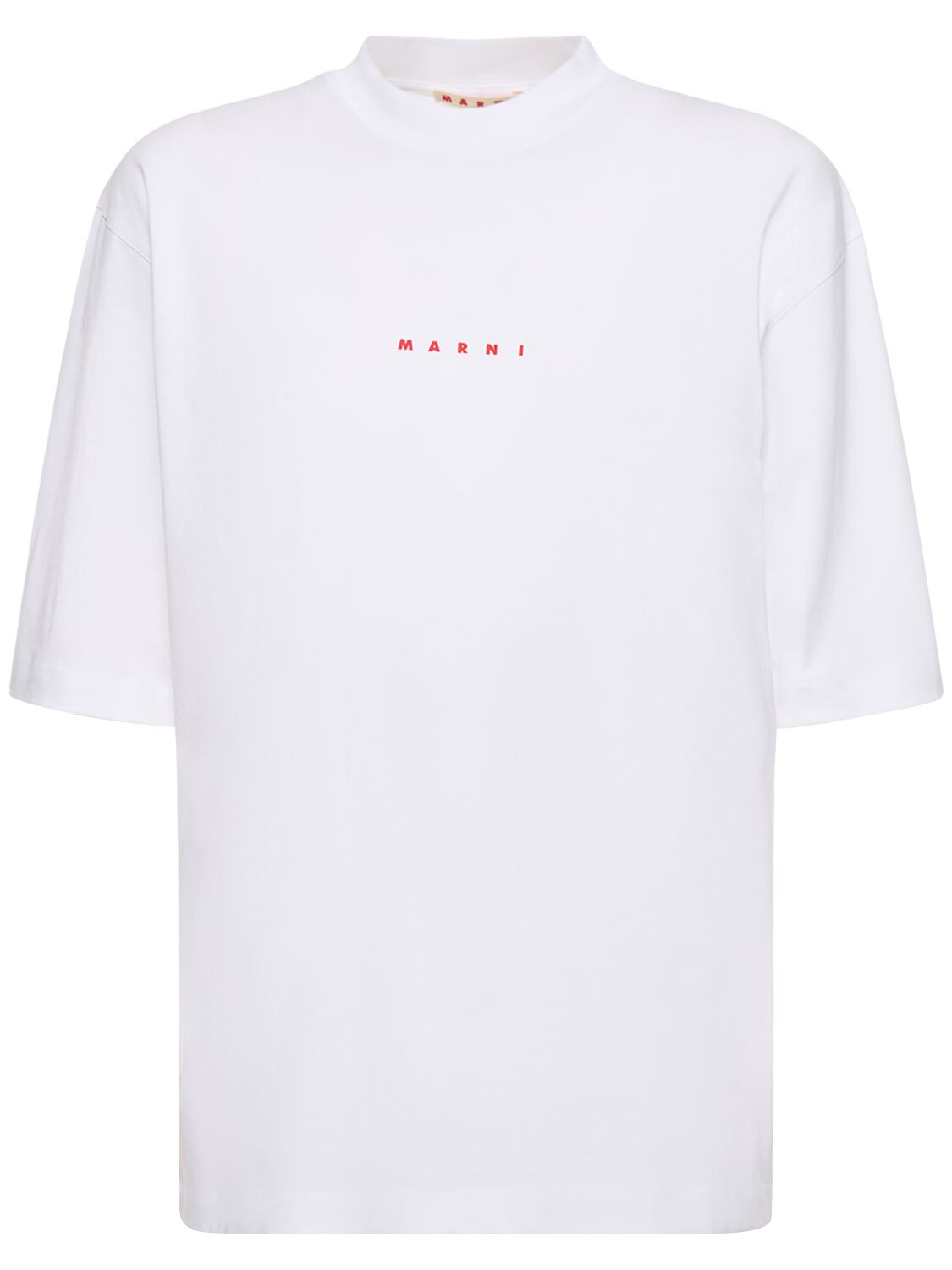 Marni Logo Cotton Jersey Crewneck T-shirt In White