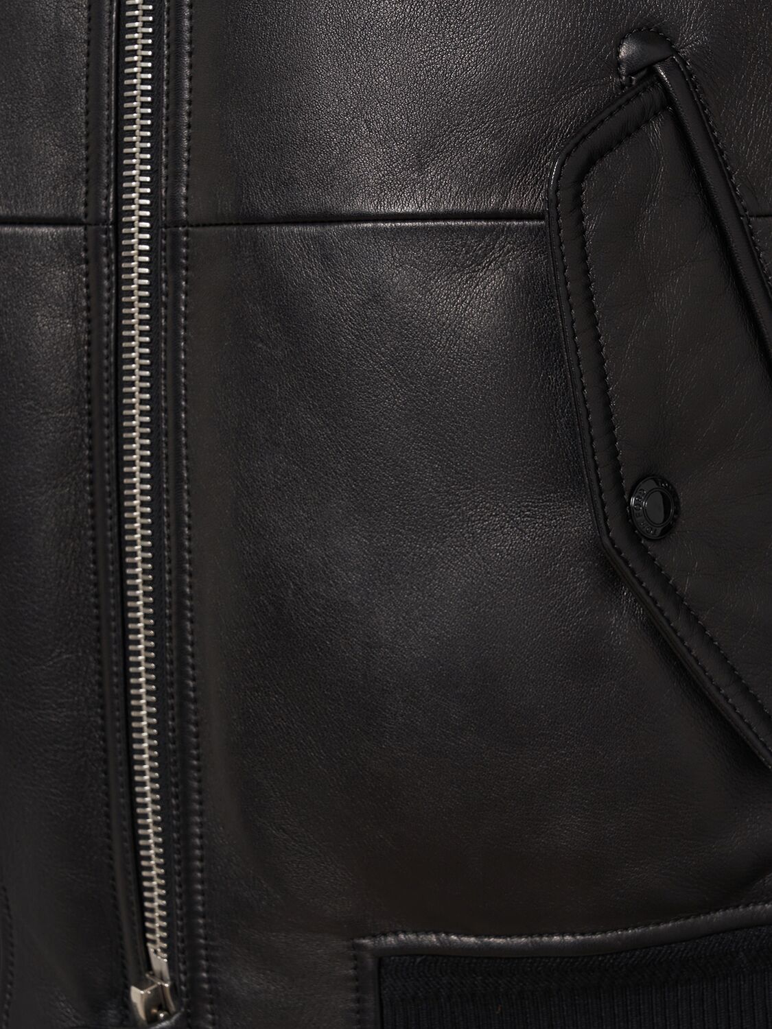 Shop Tom Ford Grained Leather Down Bomber Jacket In Black