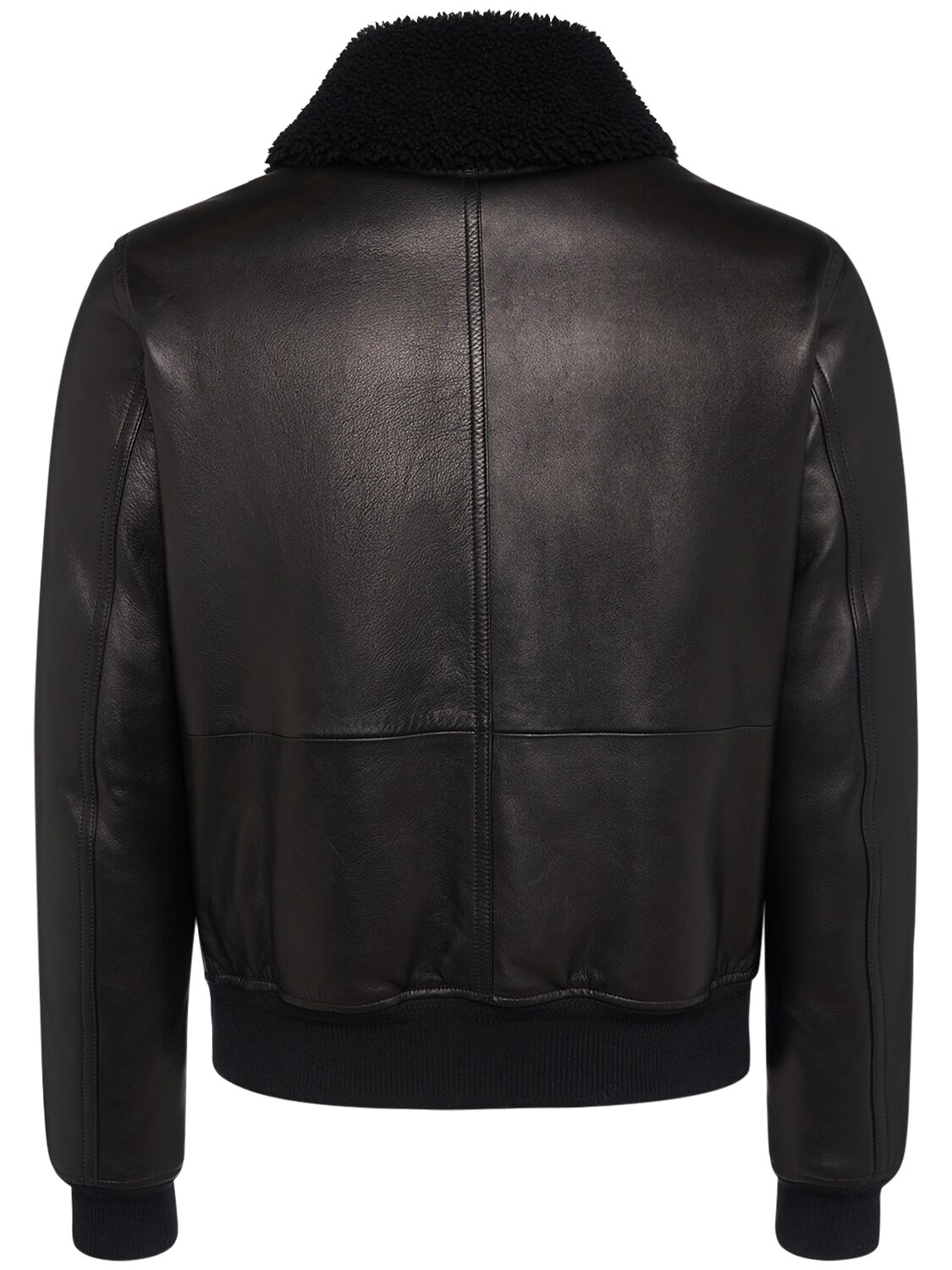 Shop Tom Ford Grained Leather Down Bomber Jacket In Black