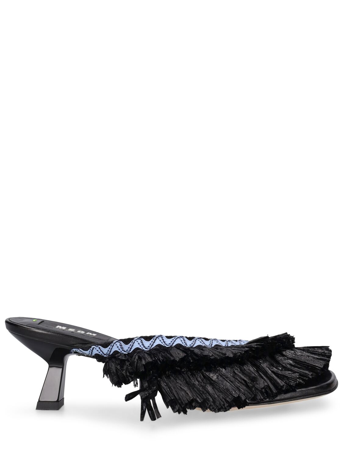 Msgm 50mm Raffia Thong Sandals In Black