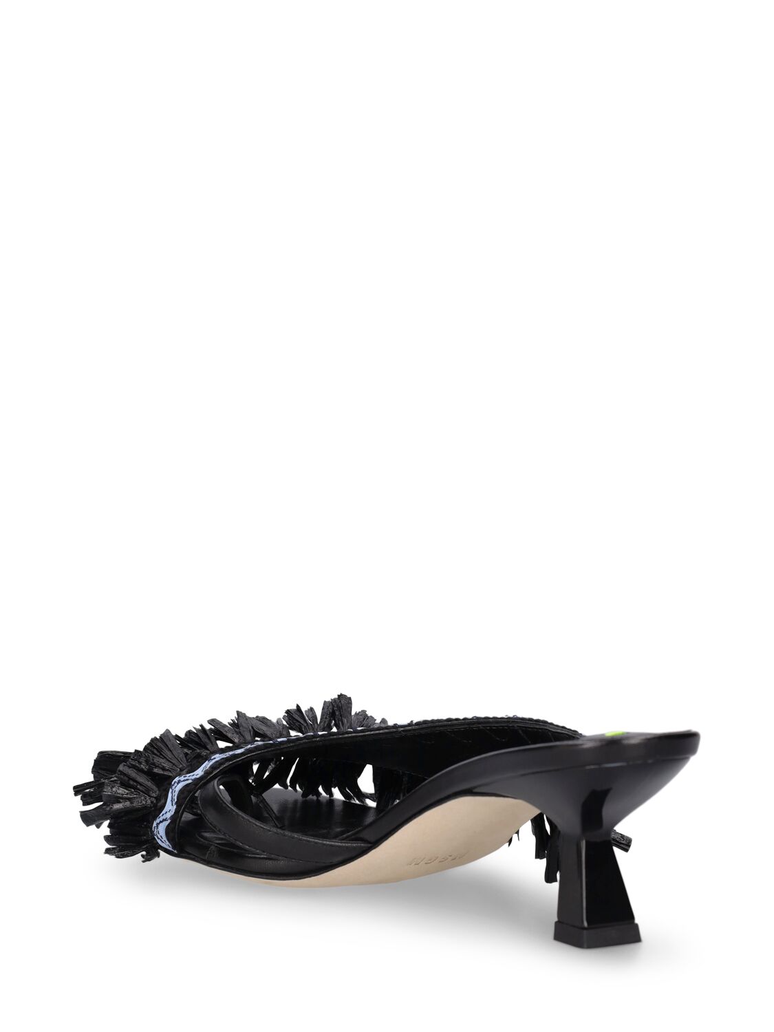 Shop Msgm 50mm Raffia Thong Sandals In Black