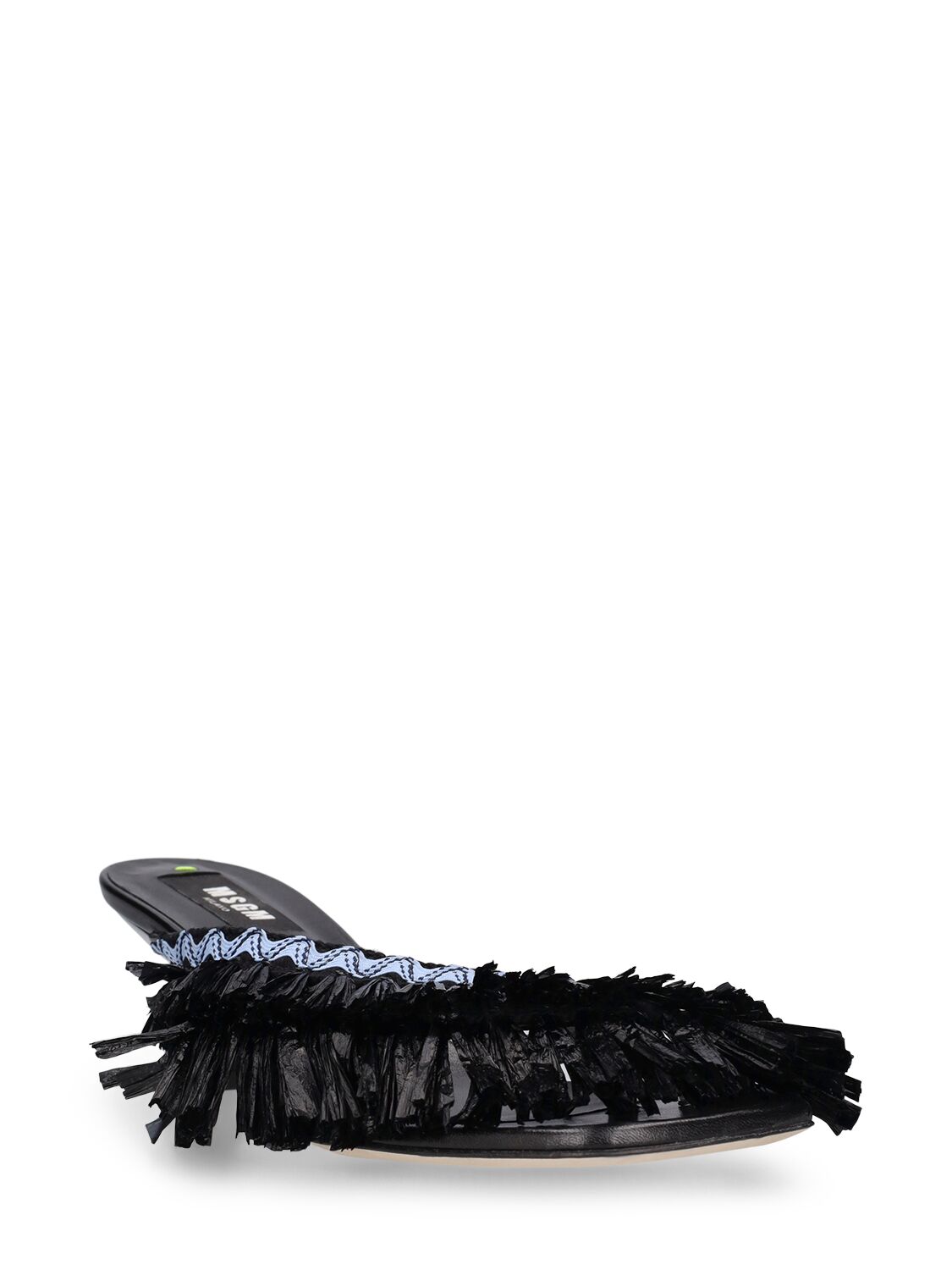 Shop Msgm 50mm Raffia Thong Sandals In Black