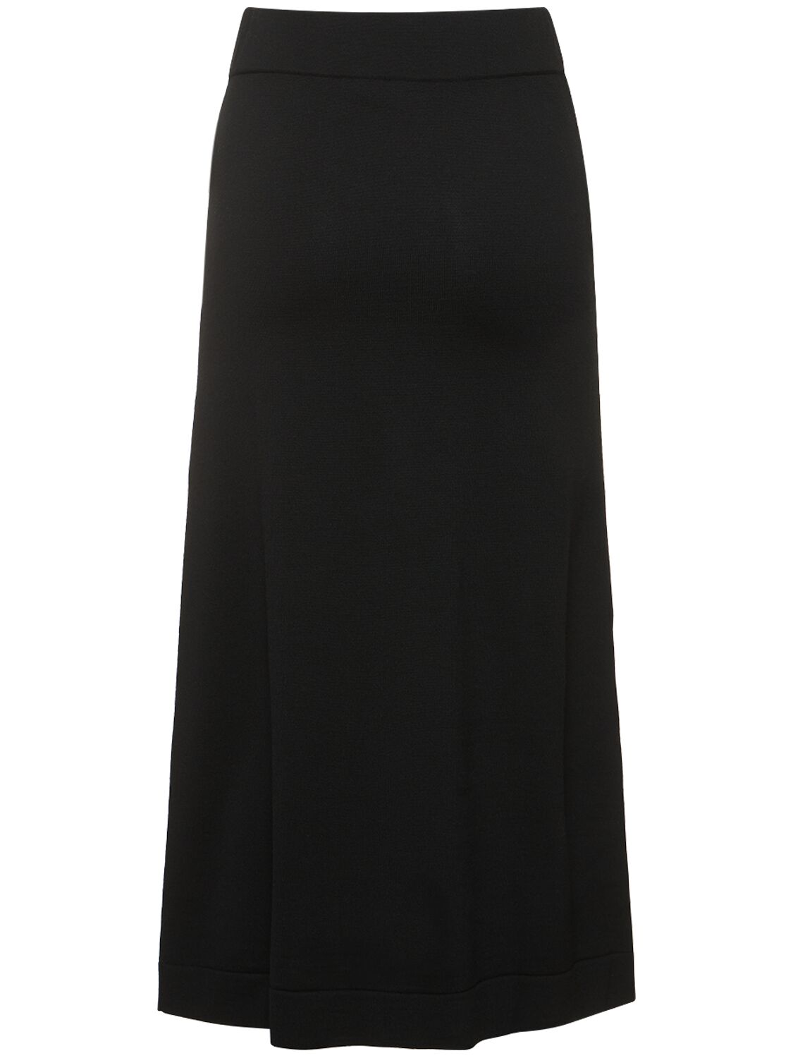 Shop Jil Sander Wool Knit Draped Midi Skirt W/ Ring In Black