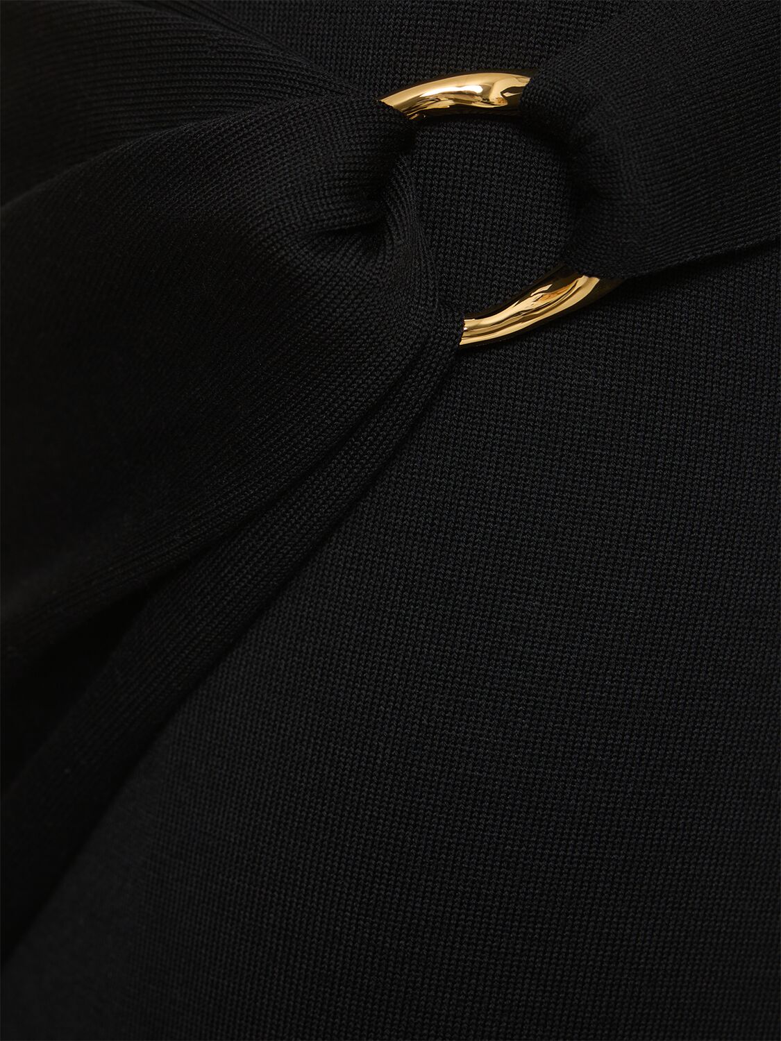 Shop Jil Sander Wool Knit Draped Midi Skirt W/ Ring In Black