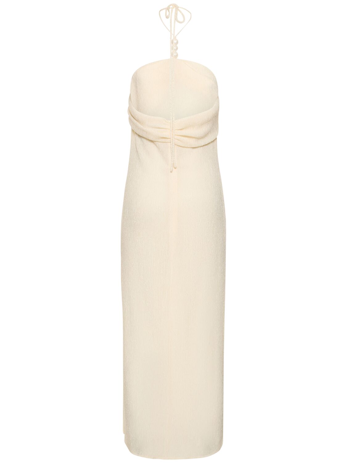Shop Magda Butrym Embellished Jersey Midi Halter Dress In Ivory