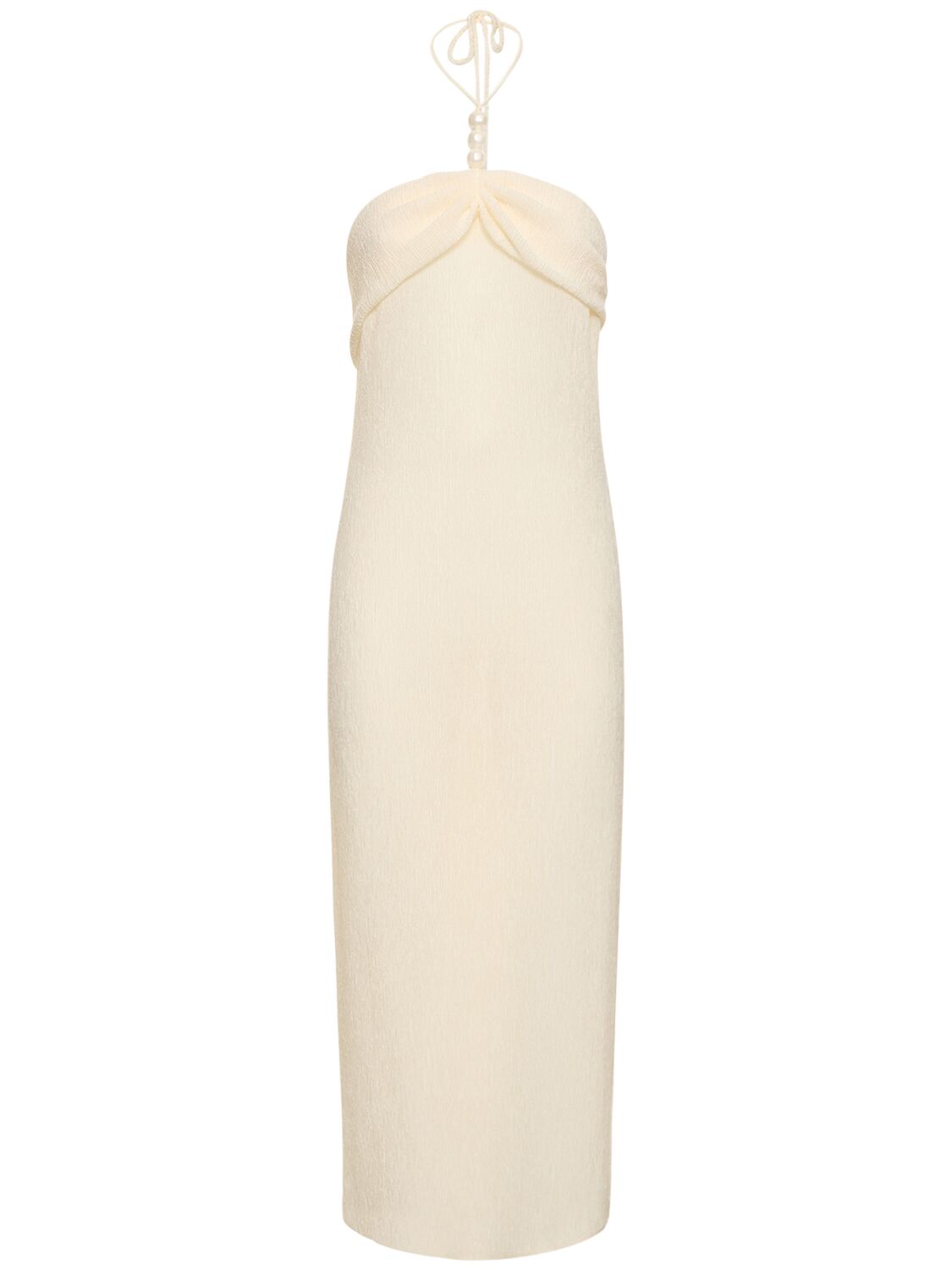 Image of Embellished Jersey Midi Halter Dress