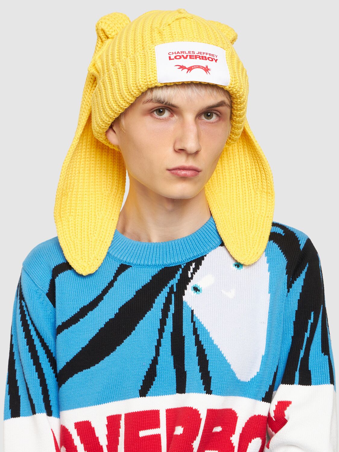 Shop Charles Jeffrey Loverboy Chunky Rabbit Beanie In Yellow