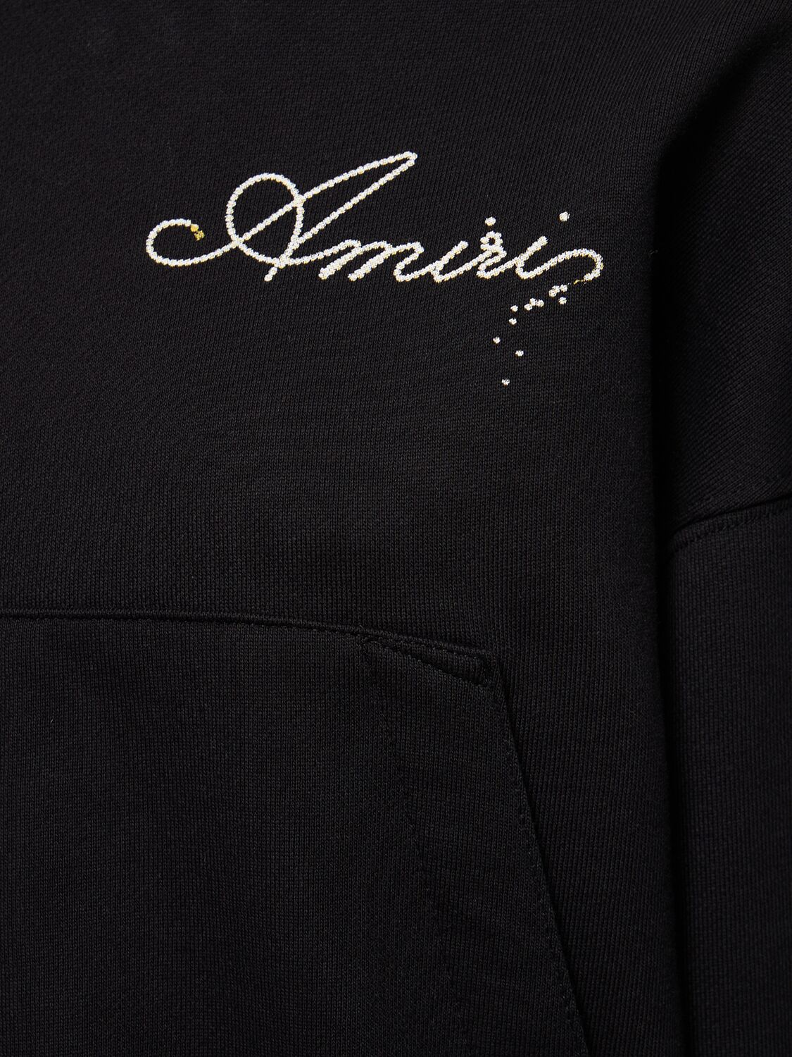 Shop Amiri Logo Printed Cotton Jersey Hoodie In Black