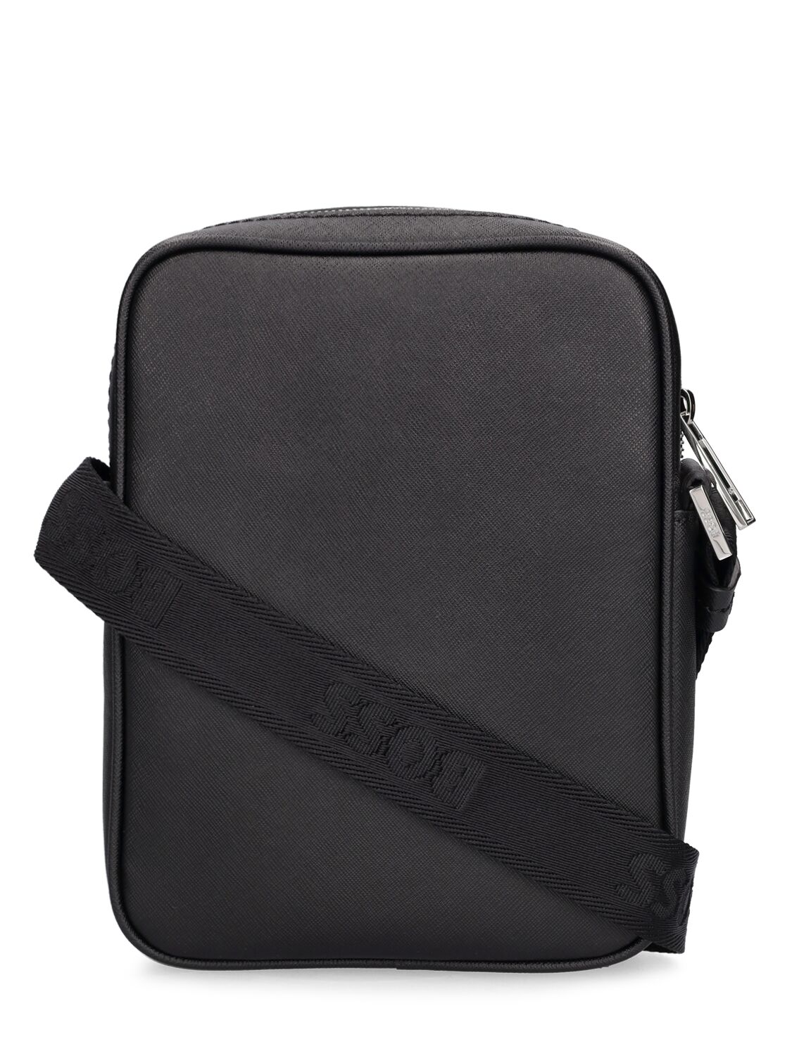 Shop Hugo Boss Zair Zip Leather Crossbody Bag In Black