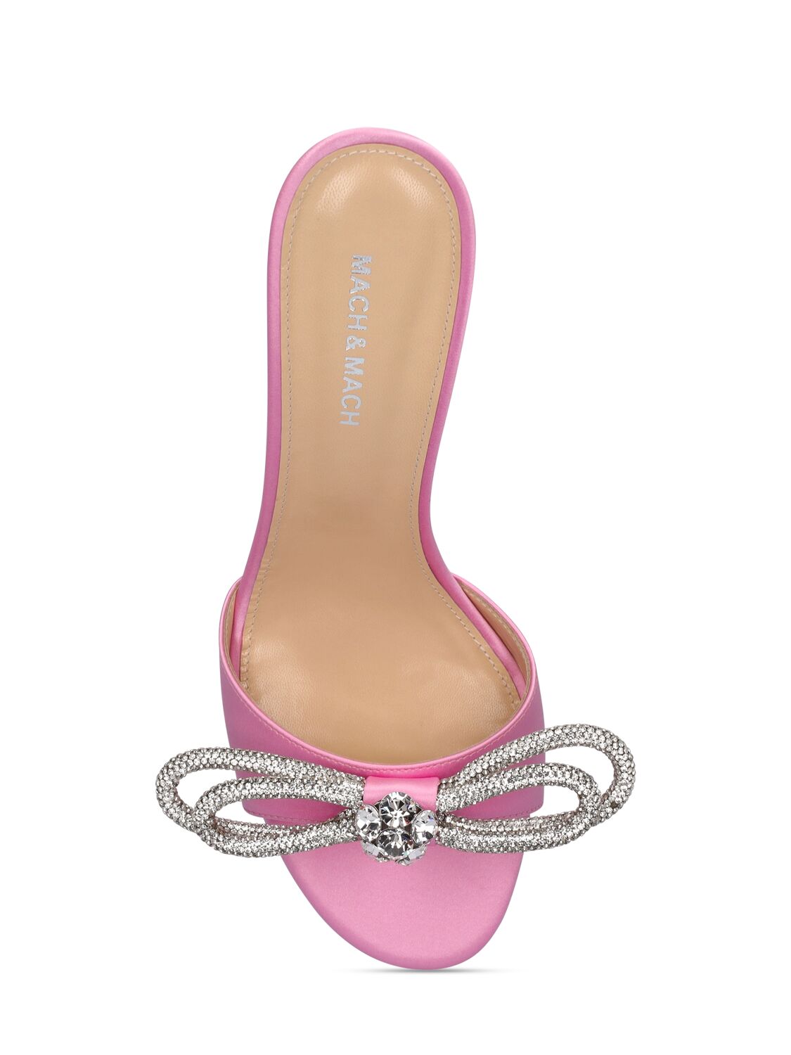 Shop Mach & Mach 95mm Double Bow Satin Mules In Pink