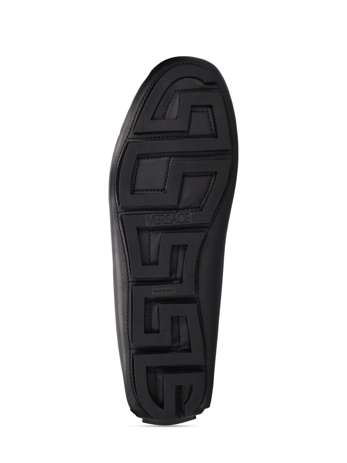 Shop Versace Leather Medusa Loafers In Black,gold