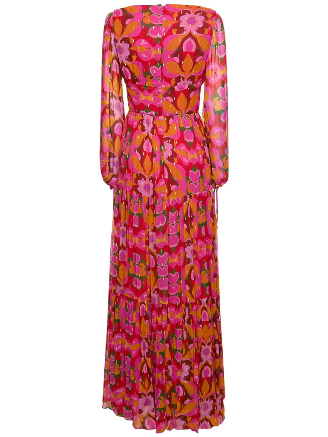 Shop Borgo De Nor Freya Printed Chiffon Long Dress In Multicolor