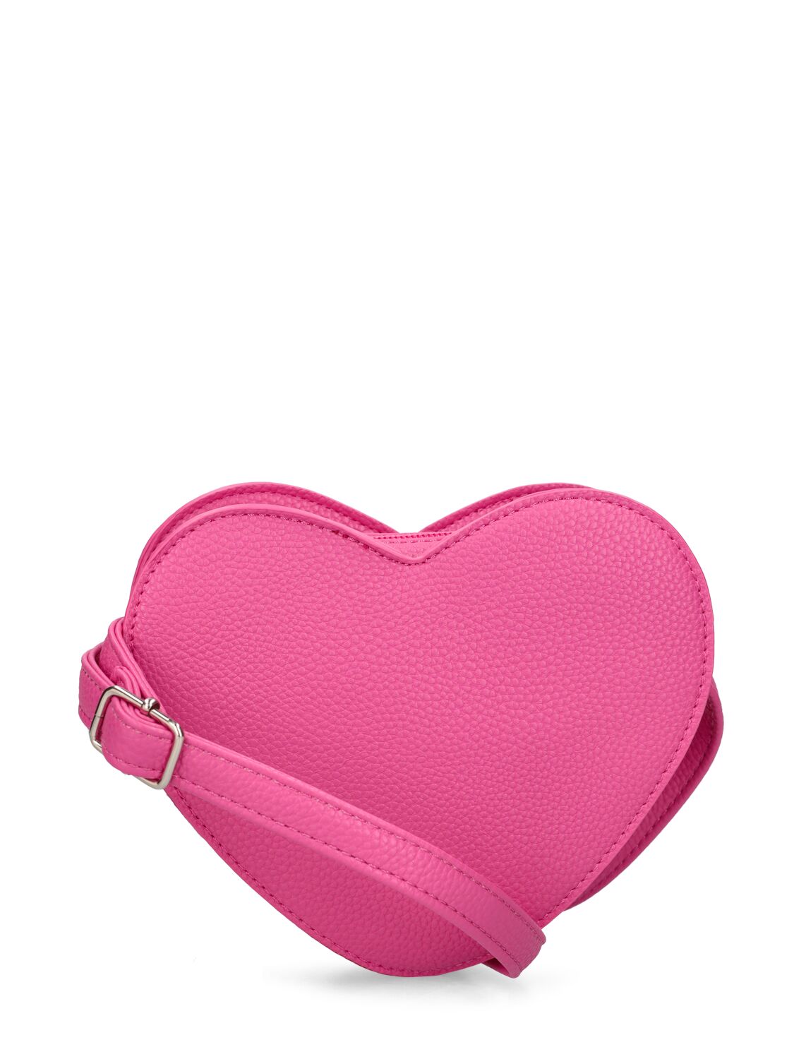 Shop Molo Heart Faux Leather Shoulder Bag In Dark Pink