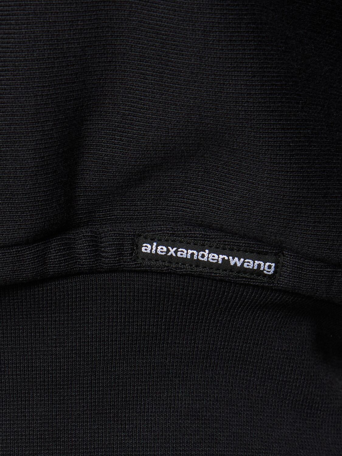 Shop Alexander Wang Cropped Cotton Turtleneck Sweater In Washed Black