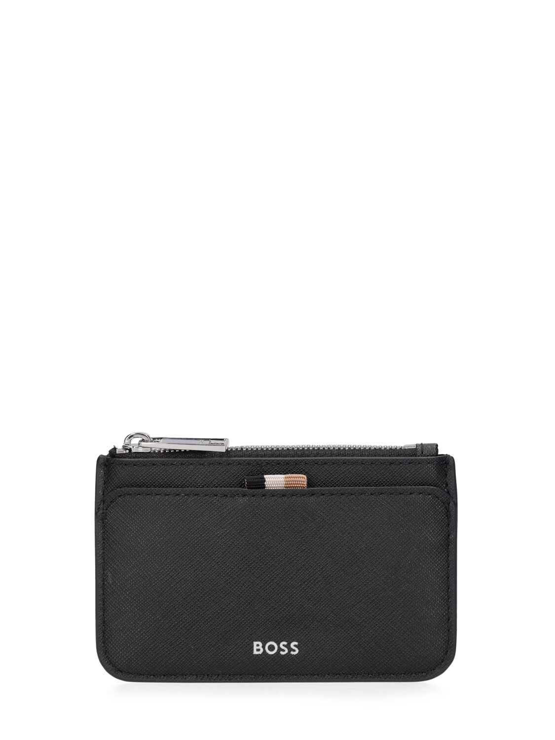 Hugo Boss Zair Zip Card Holder In Black