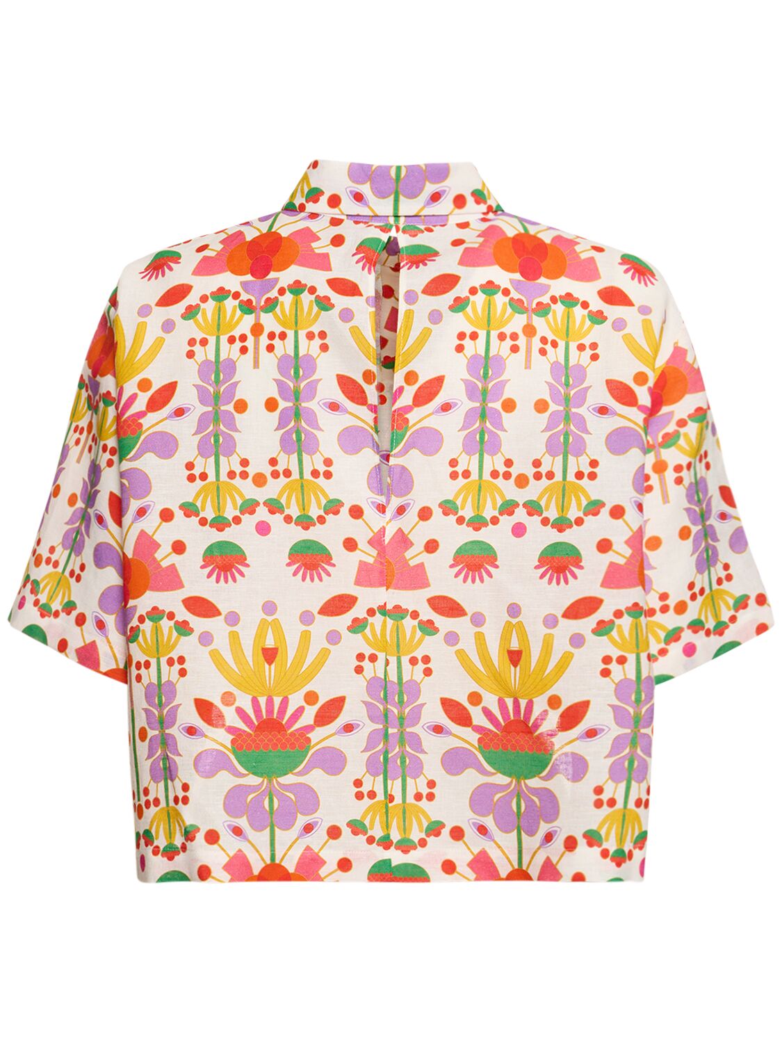 Shop Borgo De Nor Alani Printed Cotton & Linen Crop Shirt In Multicolor
