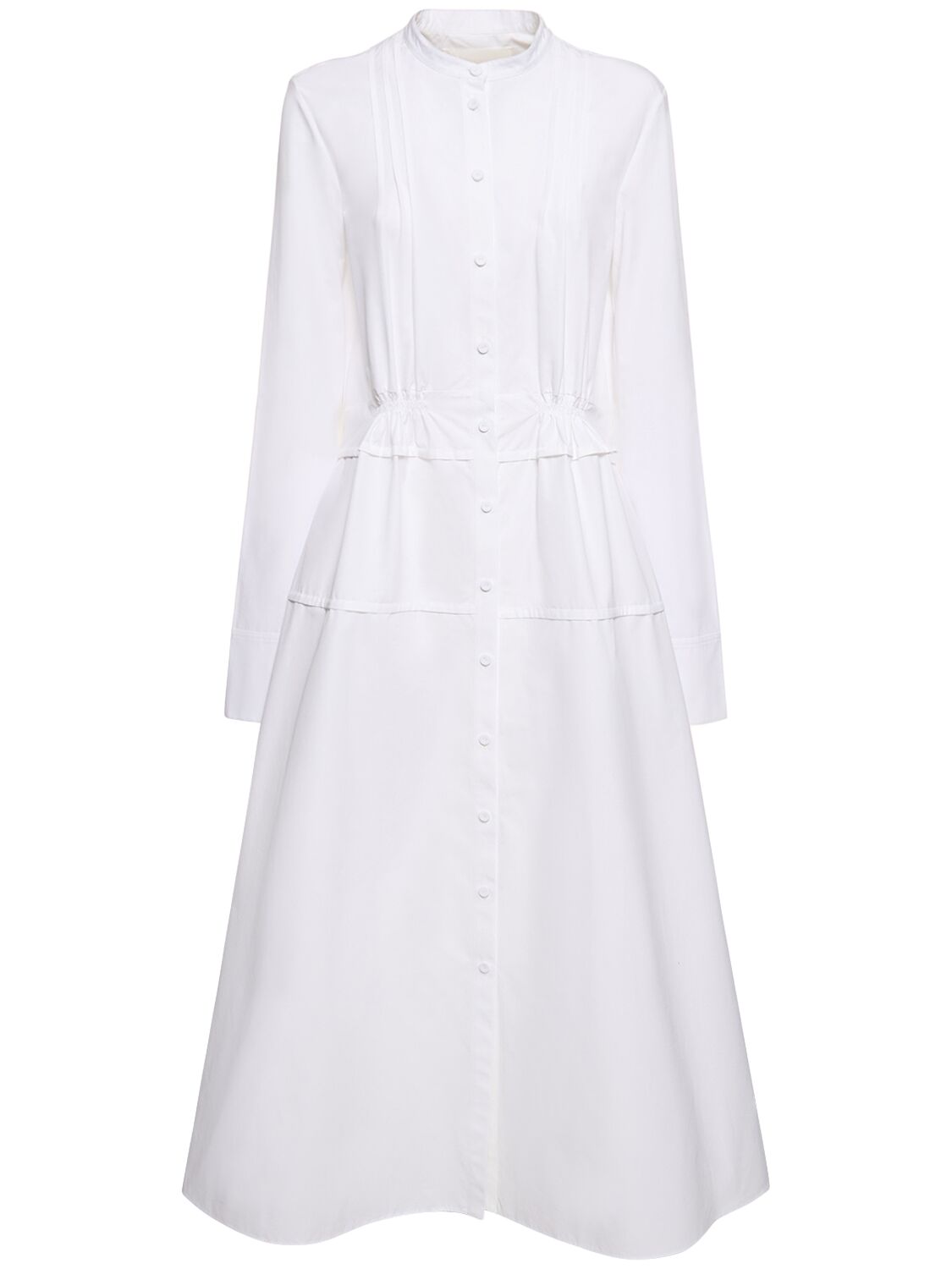 Jil Sander Heavy Cotton Poplin Midi Shirt Dress In White
