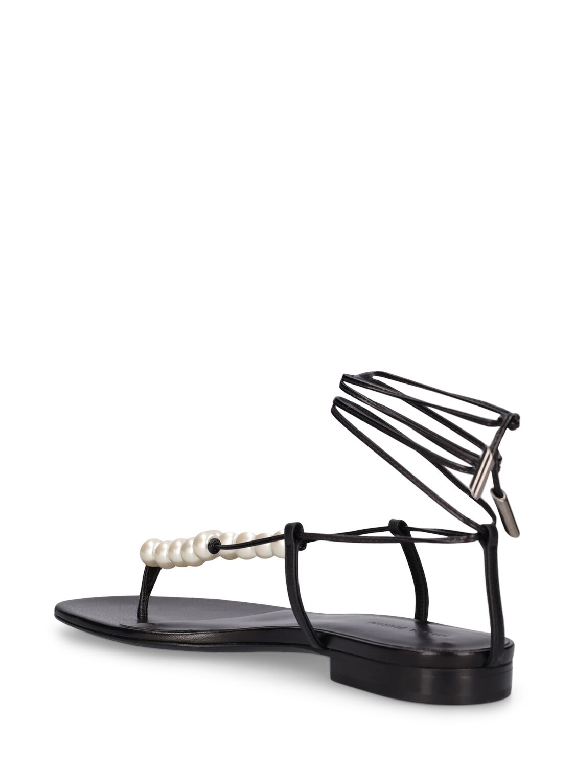 Shop Magda Butrym 10mm Embellished Leather Flat Sandals In Black