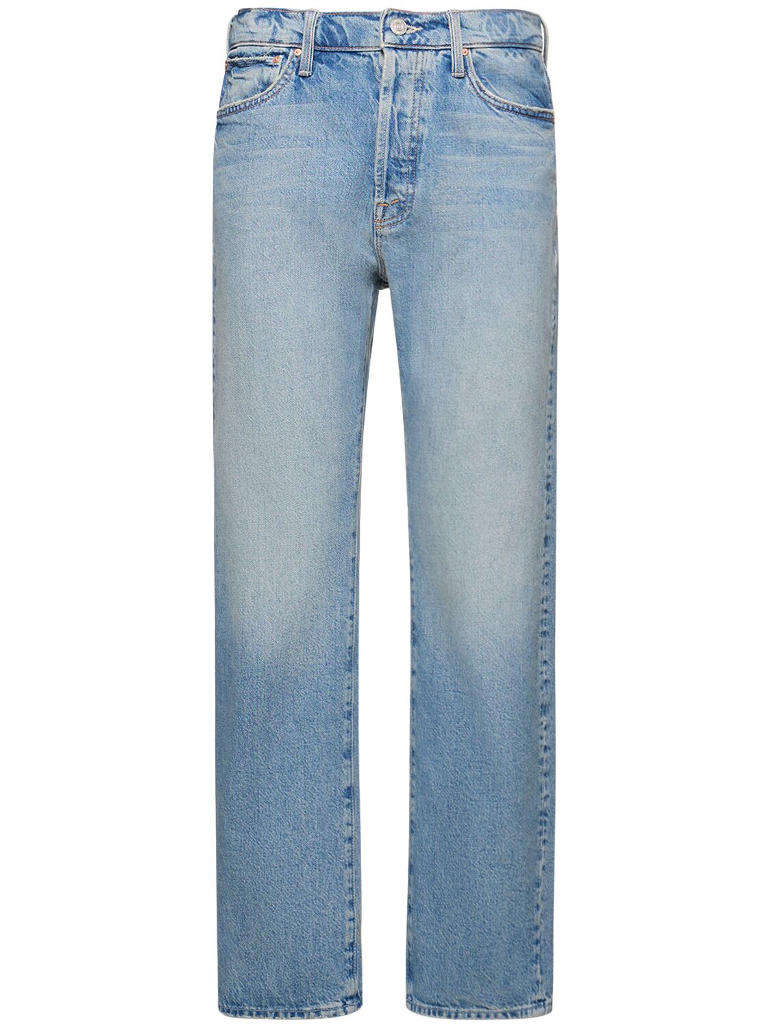 Shop Mother The Ditcher Straight Cotton Jeans In Blue