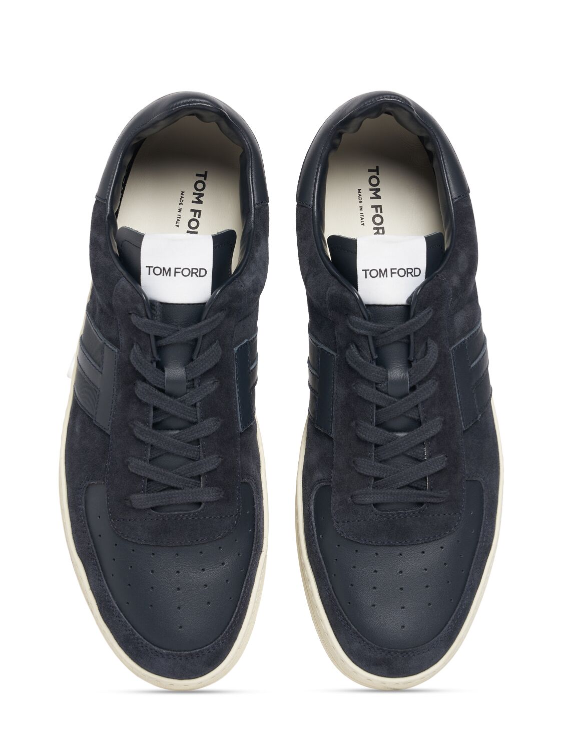 Shop Tom Ford Radcliffe Low Top Sneakers In Dark Navy,beige