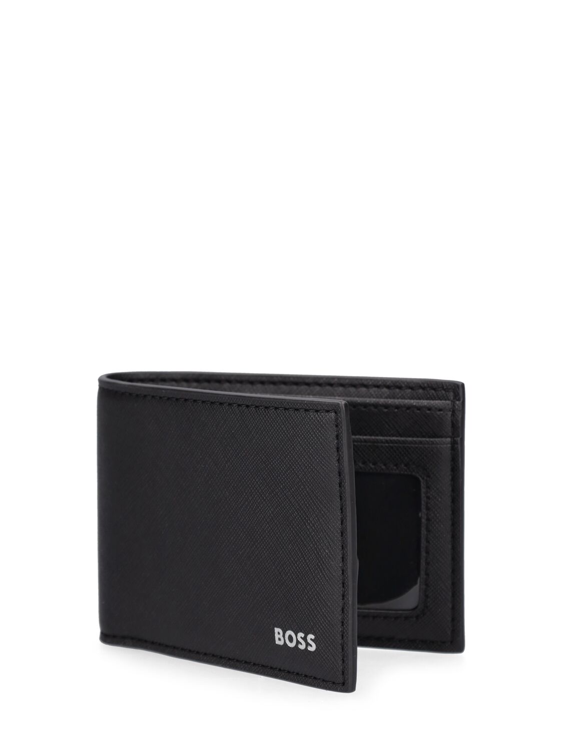 Shop Hugo Boss Zain Leather Billfold Wallet In Black
