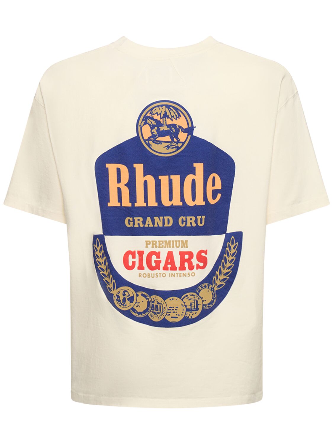 Shop Rhude Grand Cru Cotton T-shirt In Vtg White