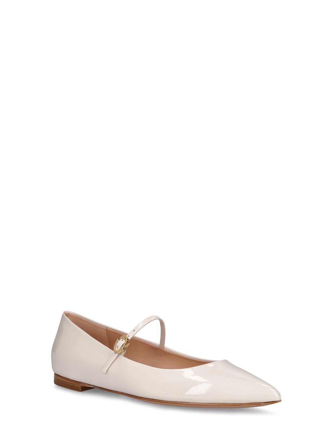 Shop Gianvito Rossi 5mm Ribbon Patent Leather Maryjane Flats In Off White