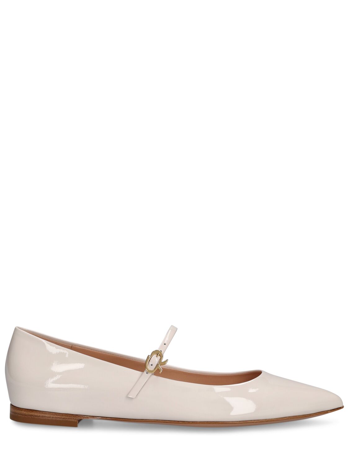 Gianvito Rossi 5mm Ribbon Patent Leather Maryjane Flats In Off White