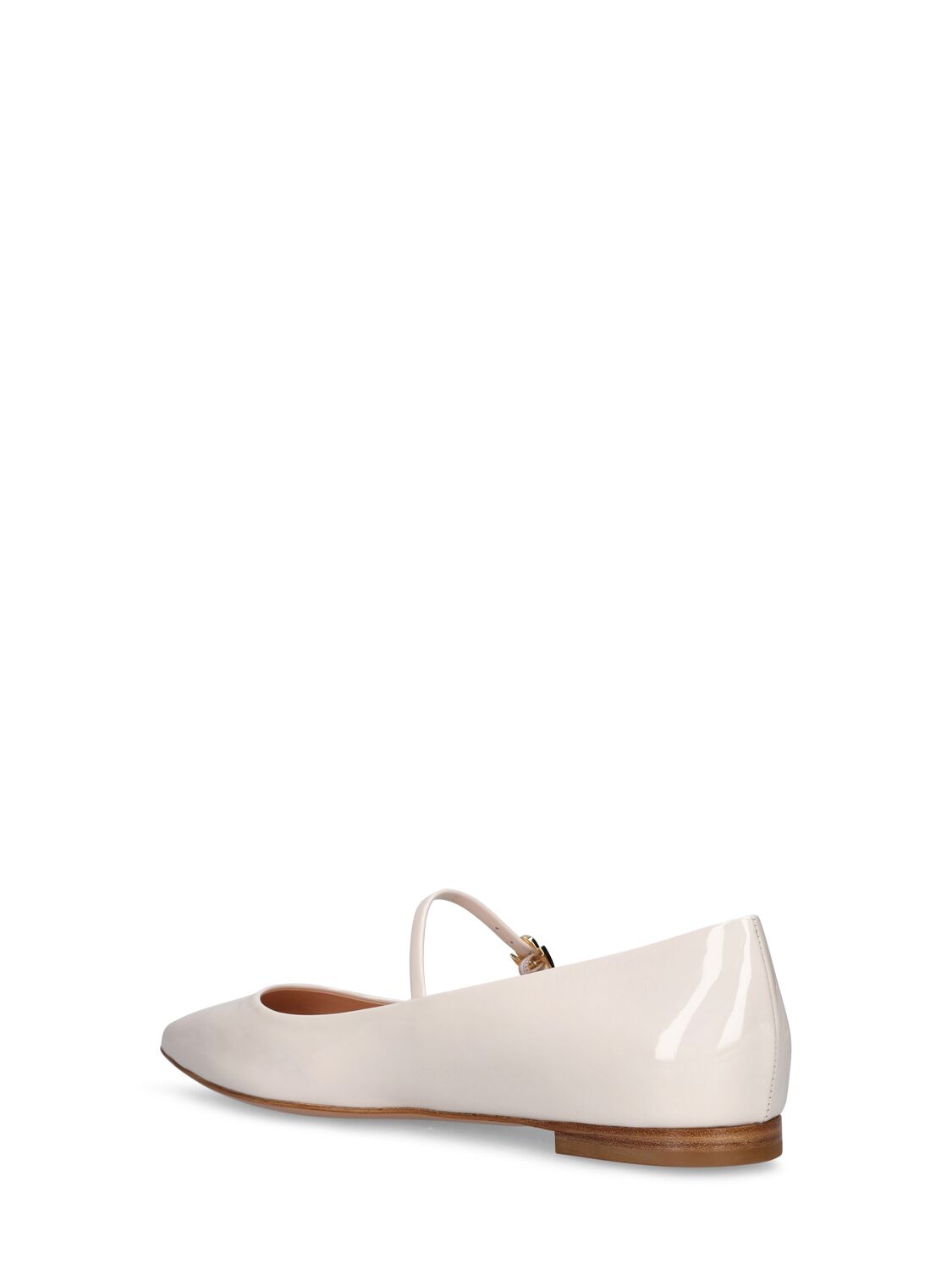 Shop Gianvito Rossi 5mm Ribbon Patent Leather Maryjane Flats In Off White