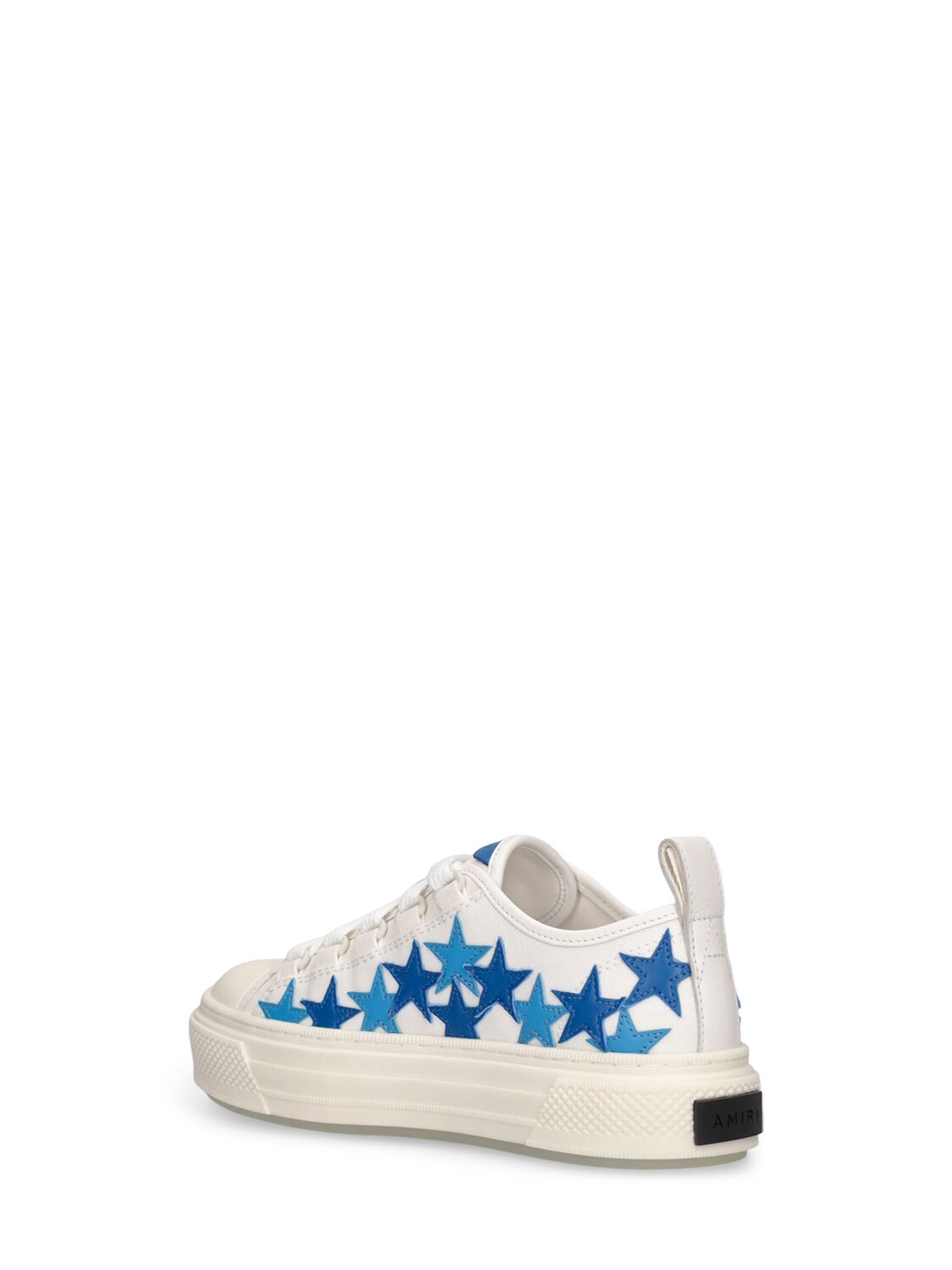 Shop Amiri Printed Cotton Canvas Lace-up Sneakers In White,blue