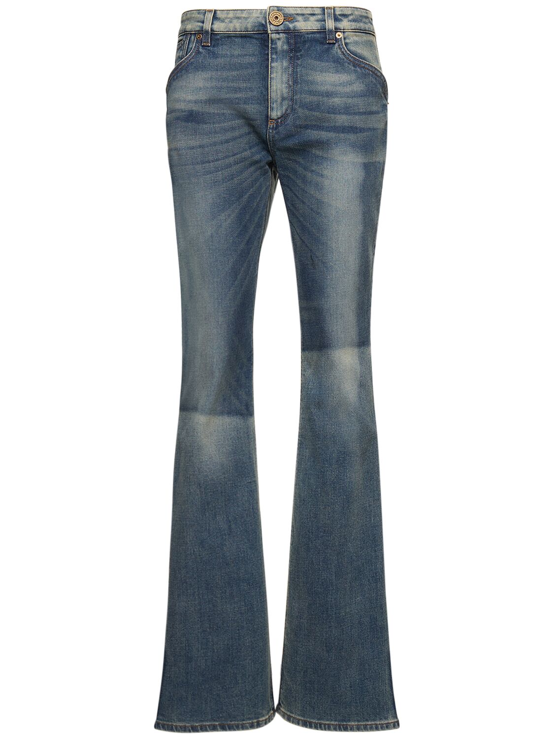 Balmain Western Denim Bootcut Jeans In Blue