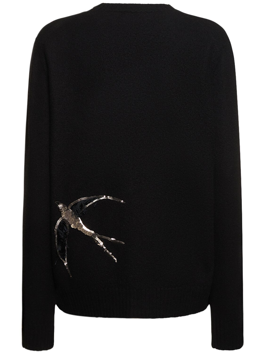 Shop Jil Sander Boiled Wool Embroidered Sweater In Black